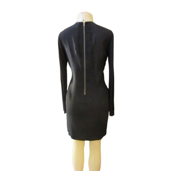 Helmut Lang Size 4 Black Angora Blend Draped Neckline Long Sleeve Dress - Picture 7 of 9